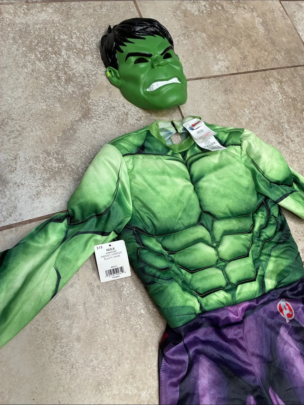 Marvel Hulk Green & Purple Muscle Costume with Mask
